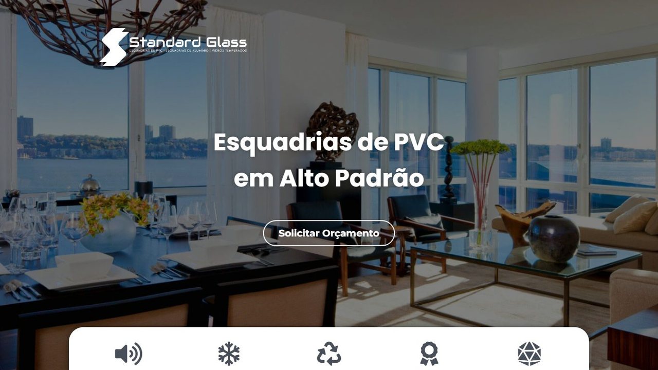 Página Esquadrias de PVC da Standard Glass