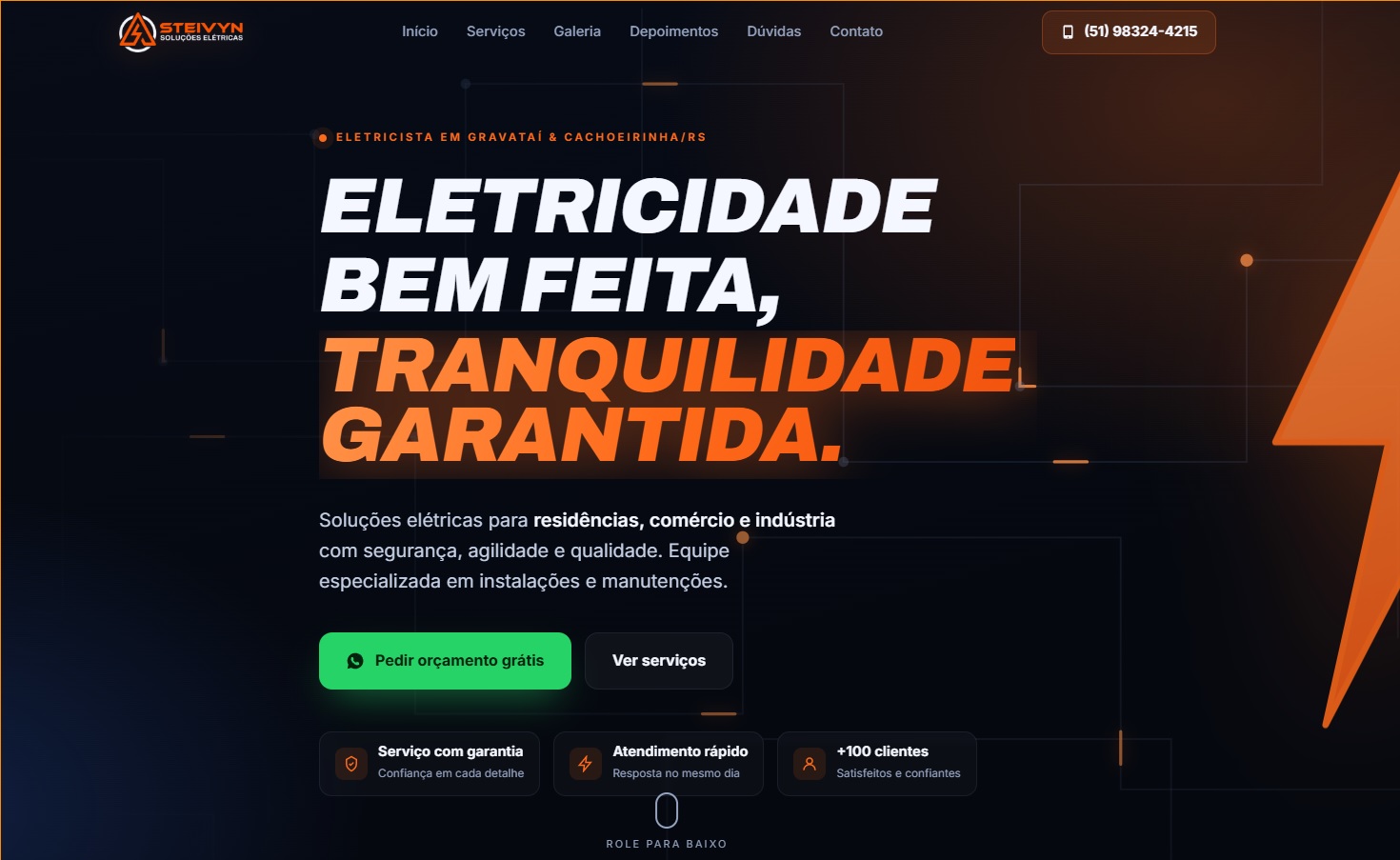 Site da Steivyn Soluções Elétricas